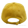 Casquette de baseball en velours côtelé jaune personnalisé